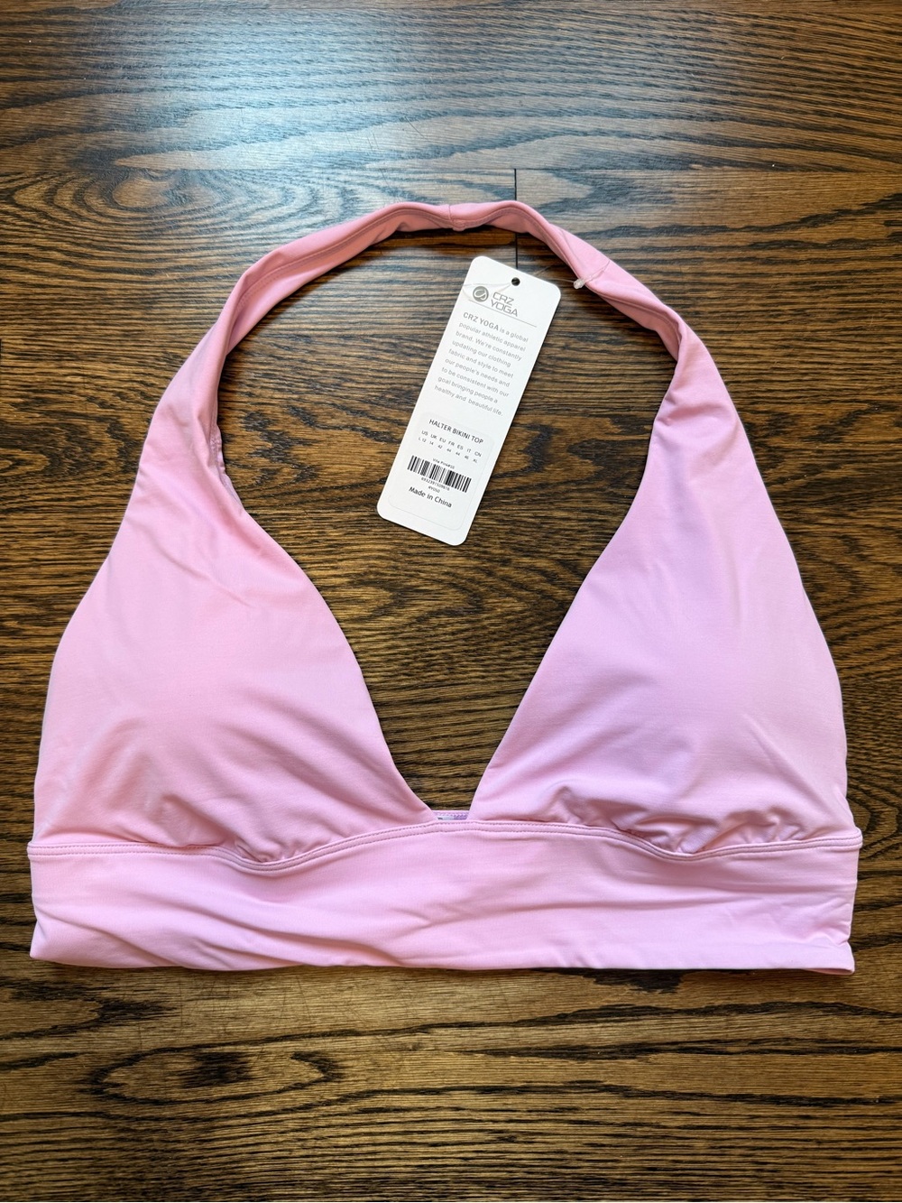 CRZ YOGA Pink Halter Bikini Top - size 12 Large